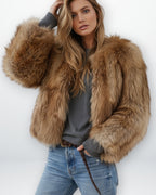 Gefütterte Outdoor-Jacke für Damen aus Webpelz