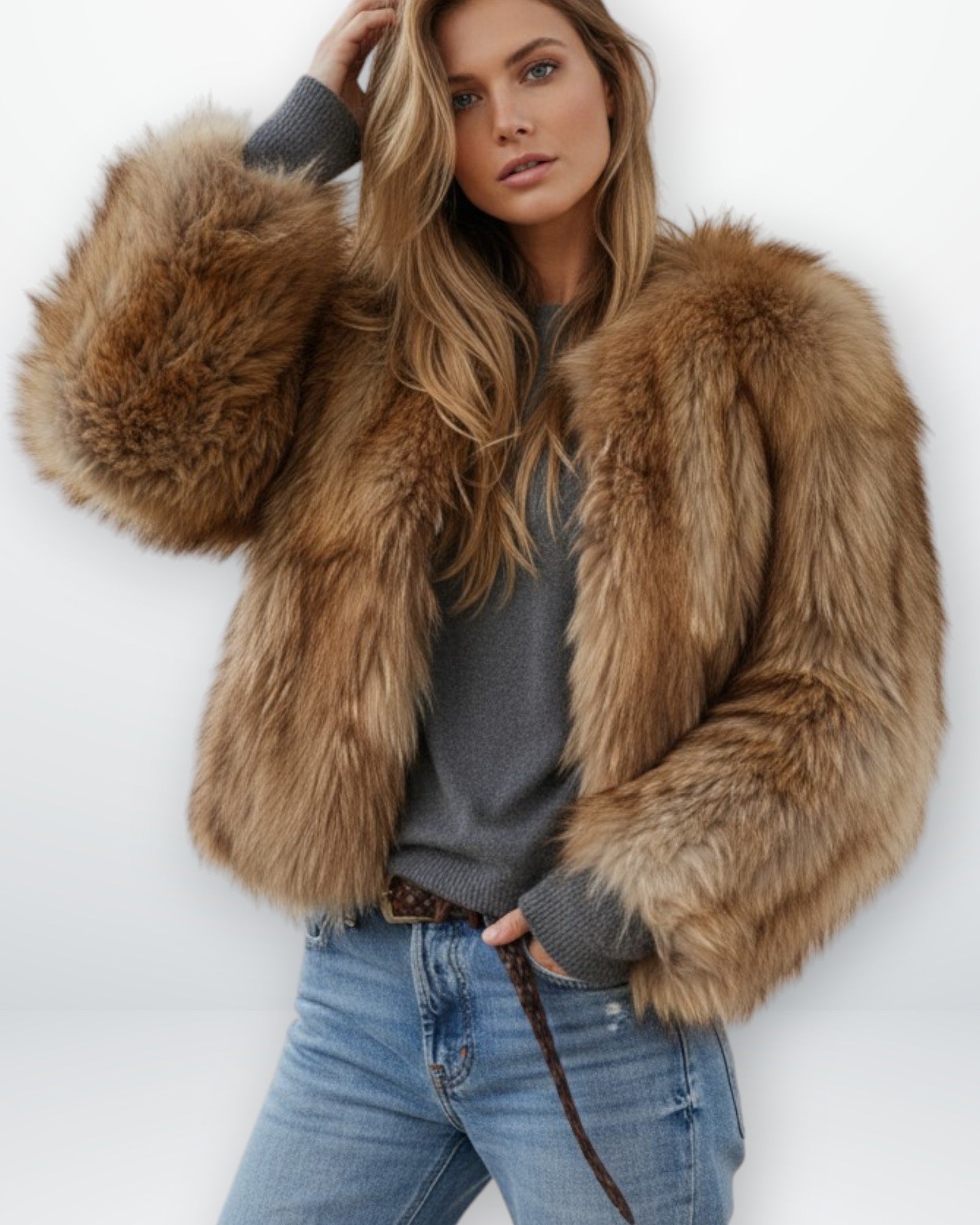 Gefütterte Outdoor-Jacke für Damen aus Webpelz