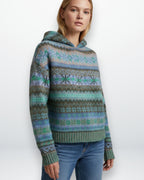 Damenpullover mit Kapuze im Norweger-Muster