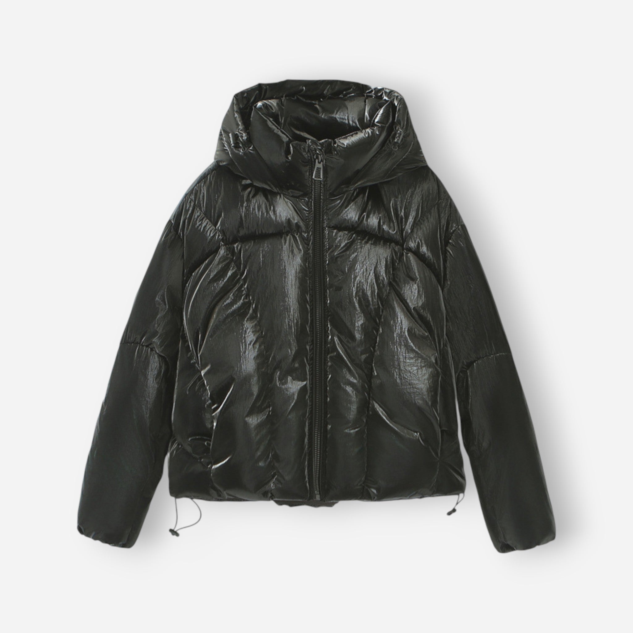 Glänzende kurze Winterjacke für Damen