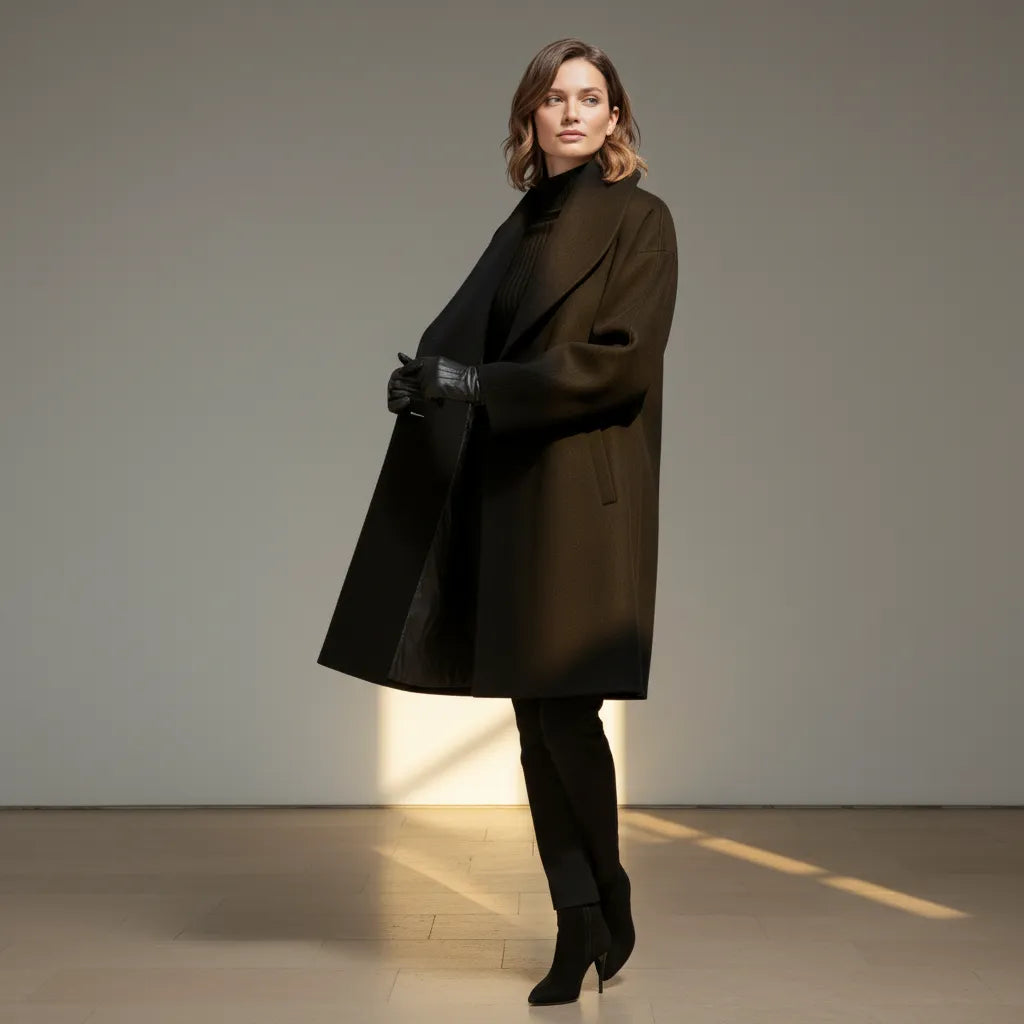 Mittellanger Übergangsmantel für Damen mit Schalkragen