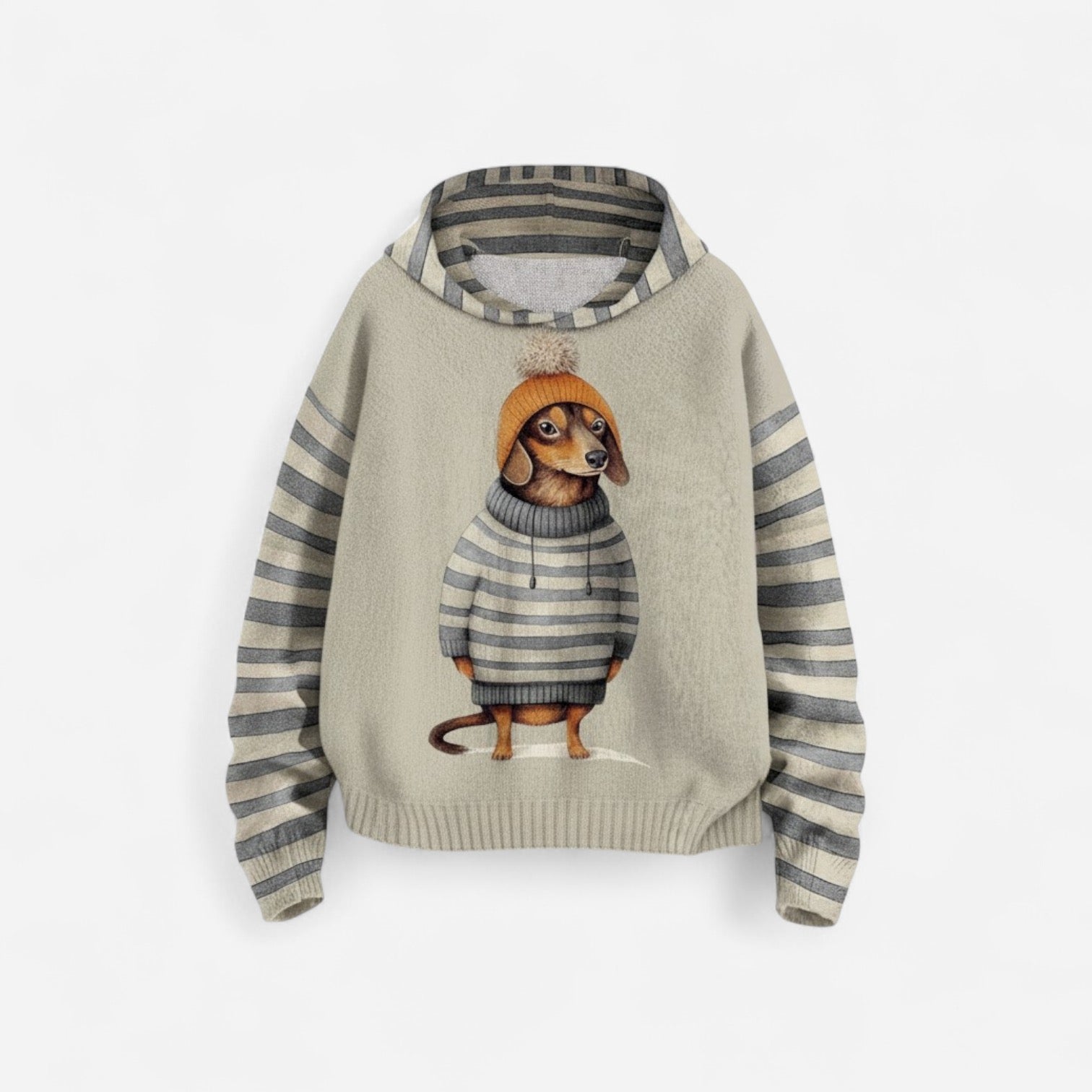 Damen Hoodie mit Hundemotiv und Kapuze