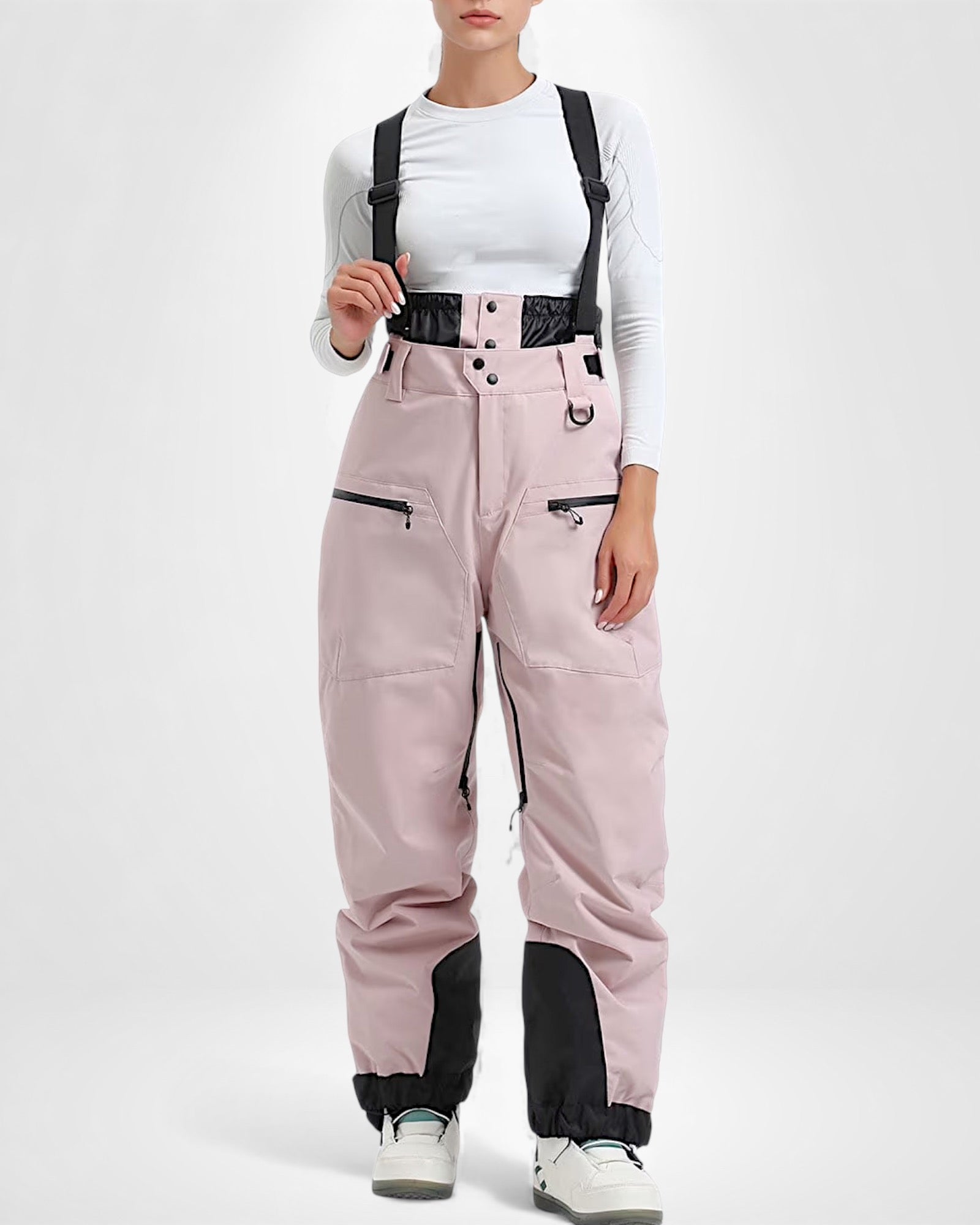 Wasserdichte Skihose für Damen mit hoher Taille und verstellbaren Trägern