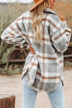 Lange Hemd Jacke im Karierten Design mit Brusttaschen im Oversized Schnitt