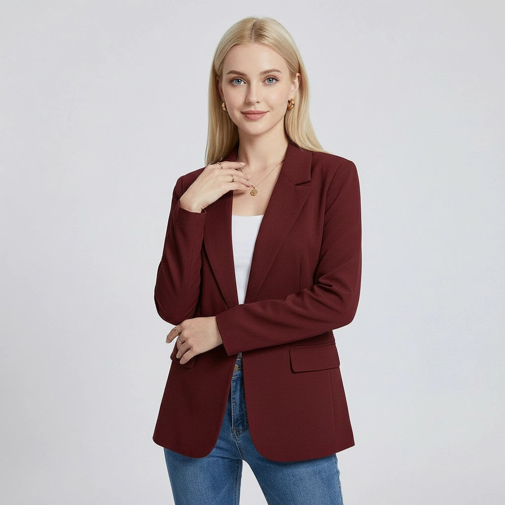 Moderner Blazer für Damen mit Ein-Knopf-Verschluss im geraden Schnitt