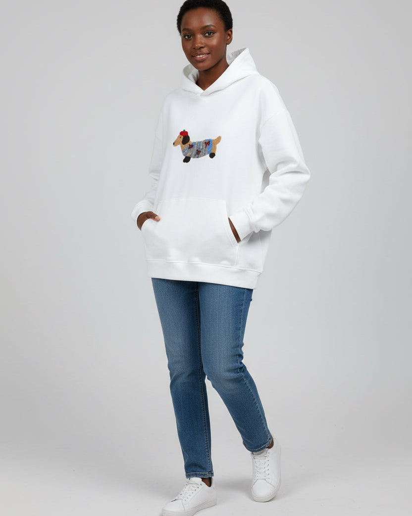 Oversized Hoodie mit auffälligem Hunde-Print für Damen und Herren