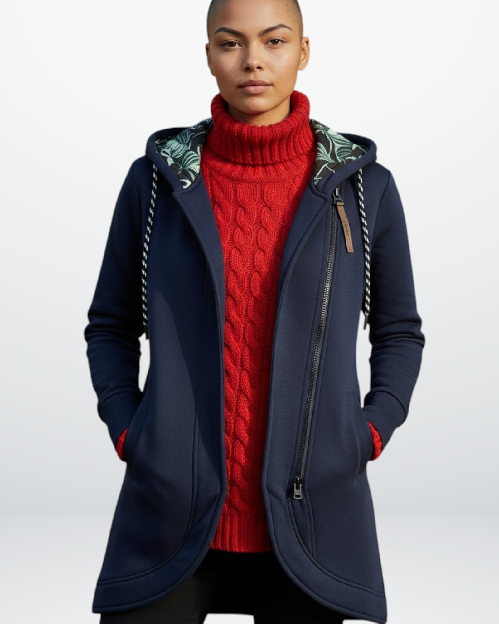 Winddichte Winterjacke für Damen mit verlängertem Rücken