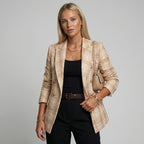 Oversize Blazer für Damen aus Tweed mit Karomuster in leichter Taillierung