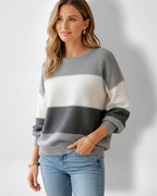 Gestreifter Damenpullover mit lockerer Passform