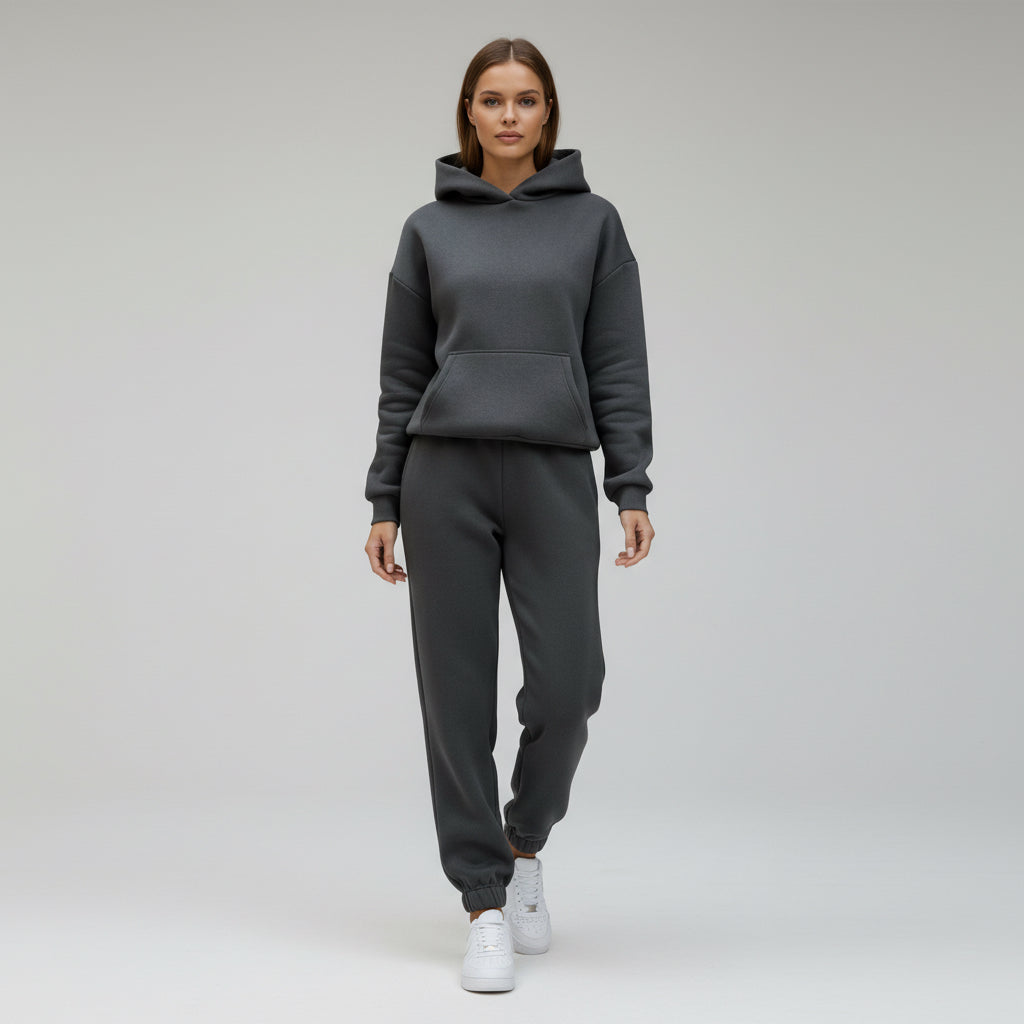 Oversized Loungewear Set für Damen mit Kapuzen Sweatshirt und Jogginghose