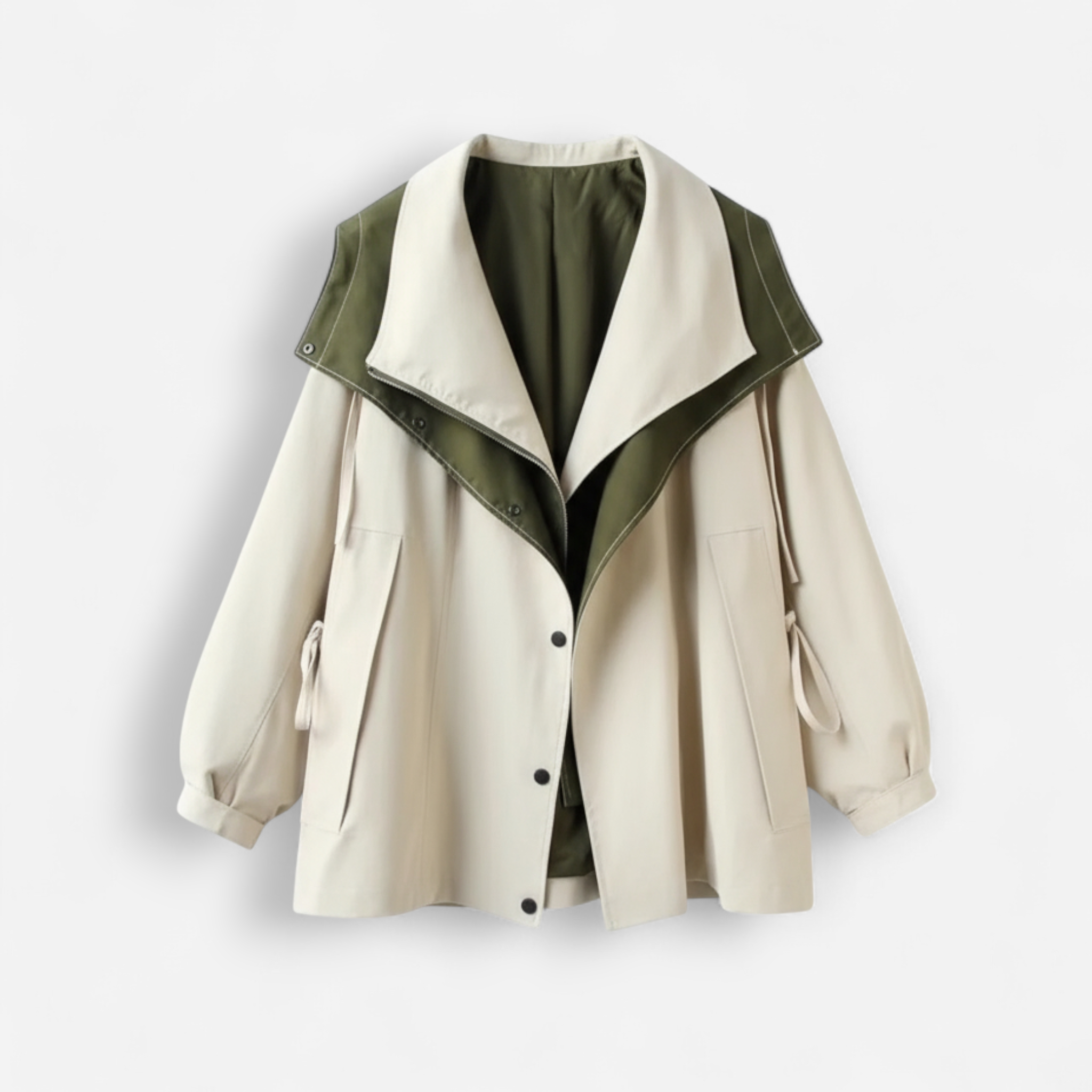 Mantel mit hohem mehrlagigem Kapuzenkragen für windige und regnerische Tage