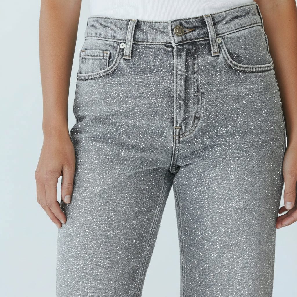 Straight Leg Jeans für Damen mit Glitzersteinen