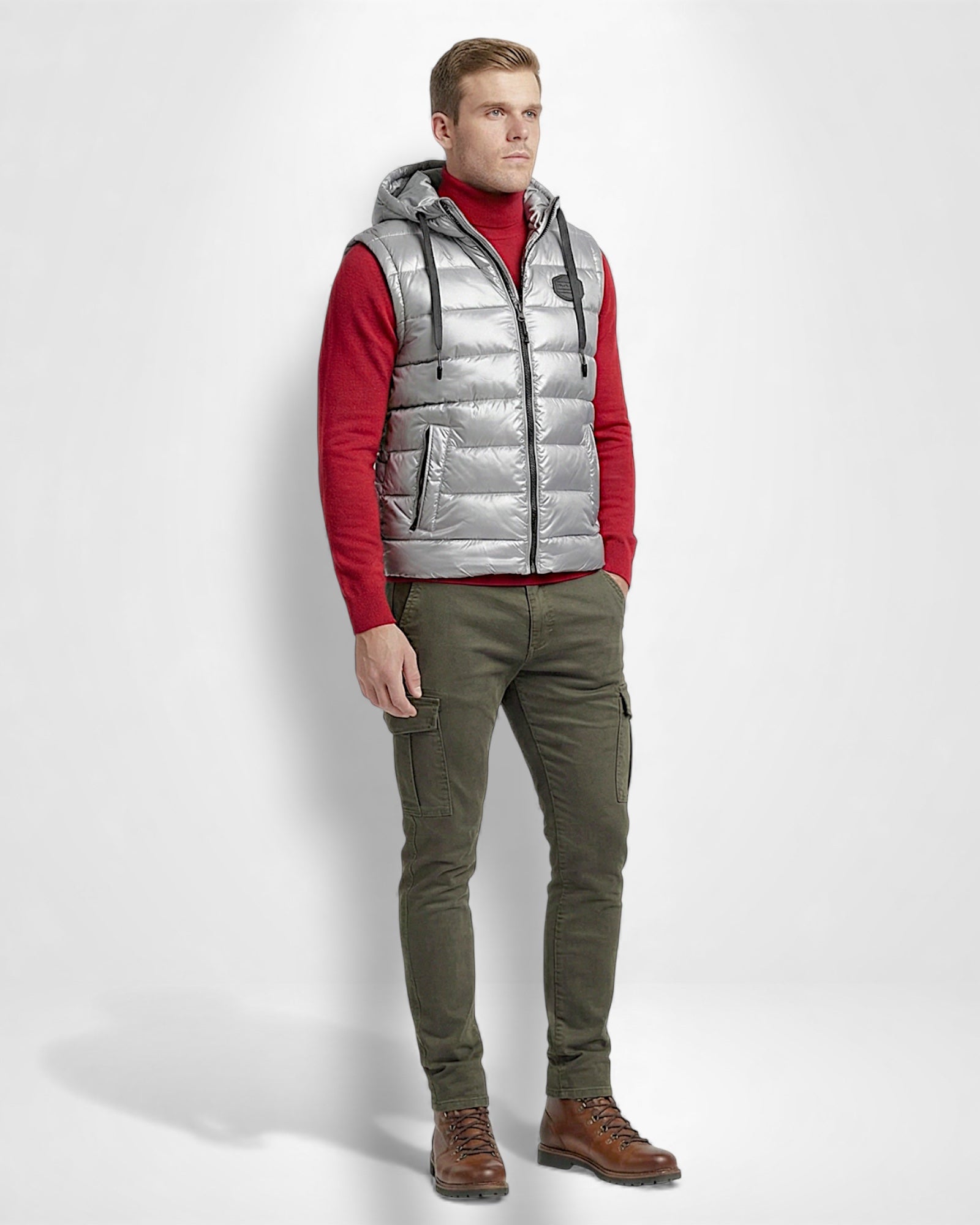 Gesteppte Weste für Herren mit Kapuze und Fleece-Innenfutter