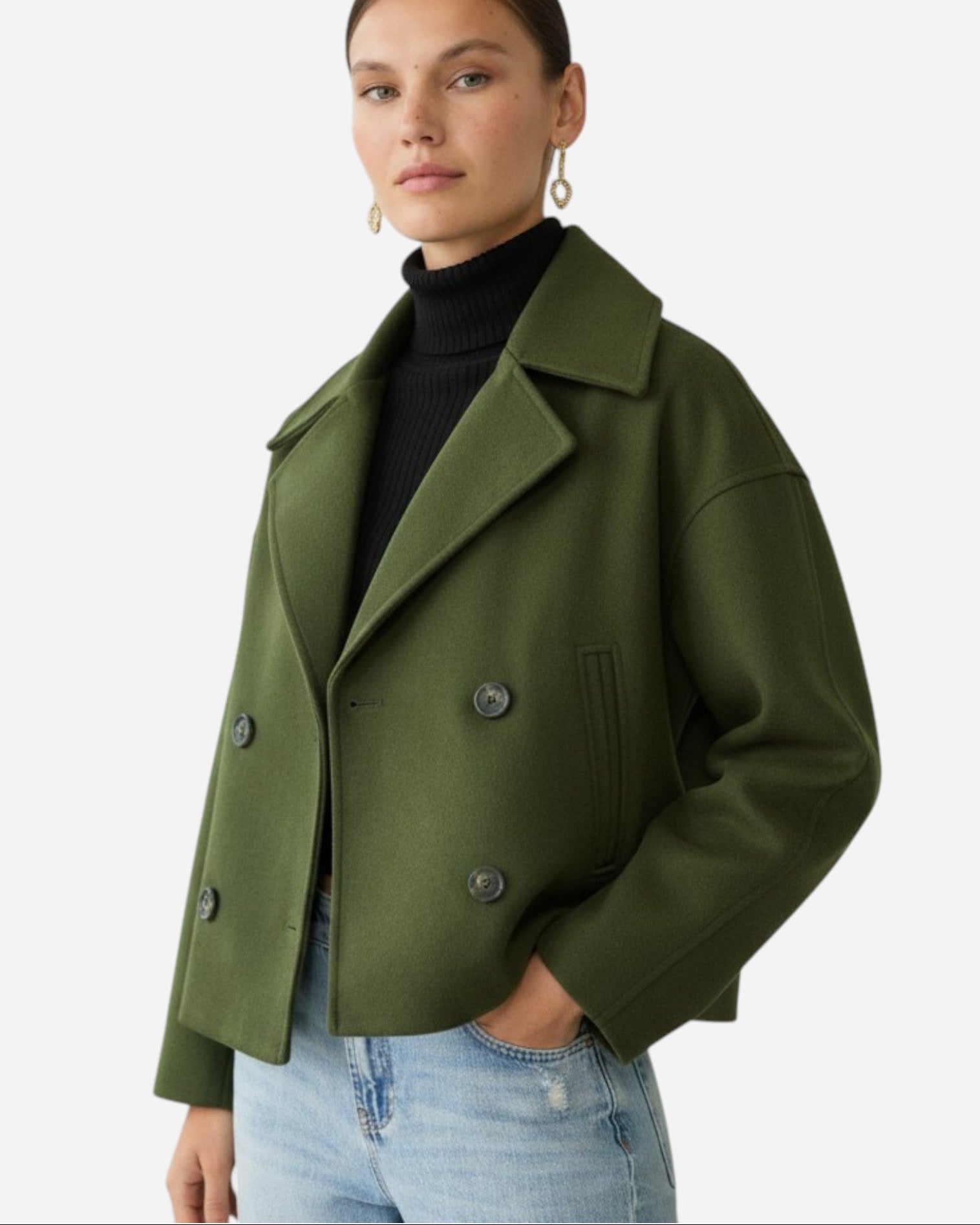 Kurze Jacke für Damen mit Reverskragen im zeitlosen zweireihigen Design