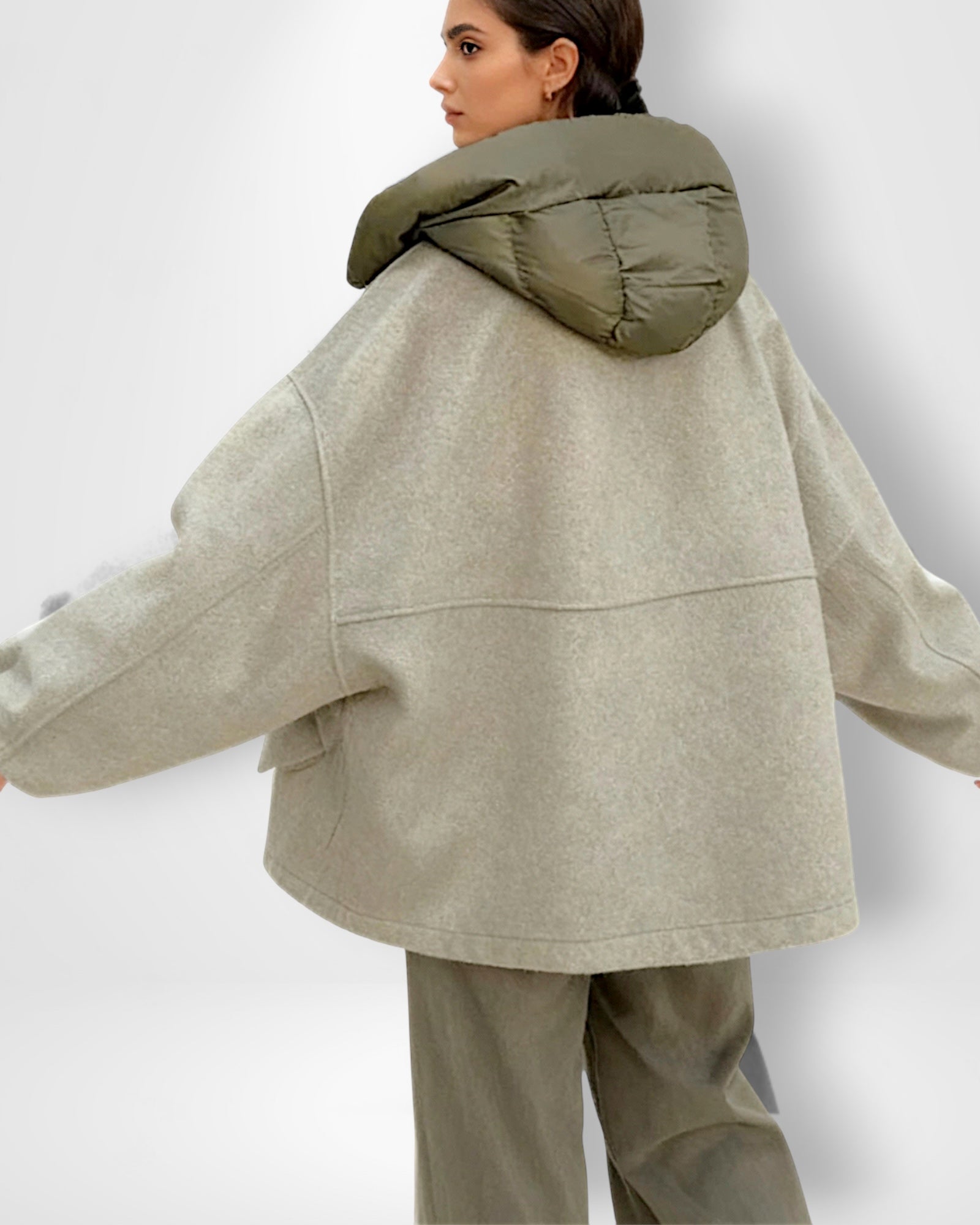 Jacke mit Drop-Shoulder-Schnitt und Puff-Kapuze