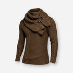 Rollkragenpullover für Herren im Schalkragen-Stil mit Zopfmuster-Details