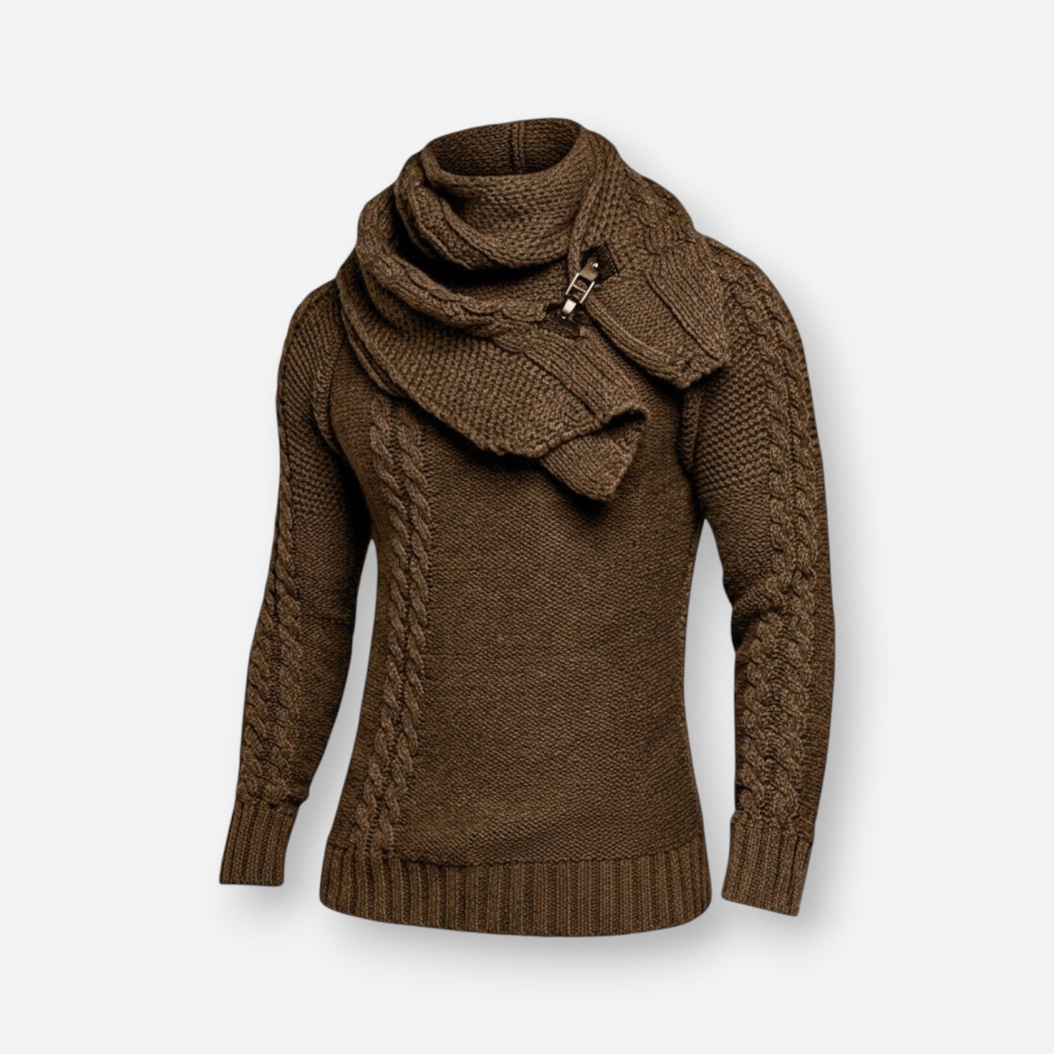 Rollkragenpullover für Herren im Schalkragen-Stil mit Zopfmuster-Details