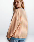 Gestreiftes Oversized Longsleeve für Damen mit überschnittenen Schultern