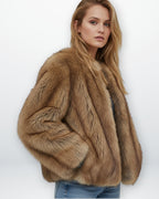 Gefütterte Outdoor-Jacke für Damen aus Webpelz