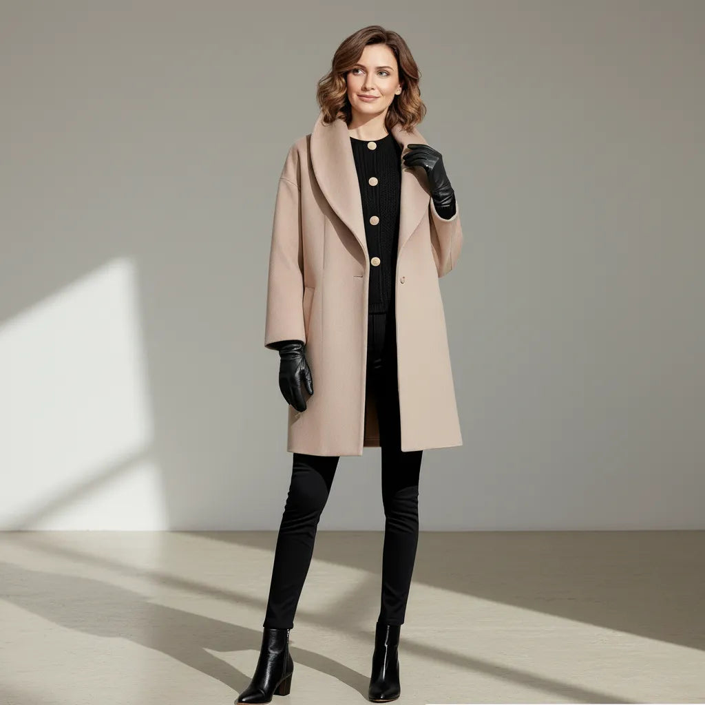 Mittellanger Übergangsmantel für Damen mit Schalkragen