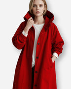 Lange Regen Jacke für Damen für die Übergangszeit mit Kapuze