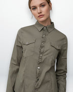 Damen Hemdjacke im klassischen Design mit Brusttaschen