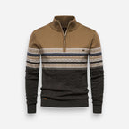 Herren Half-Zip-Pullover mit Zopfmuster und nordischem Design 2