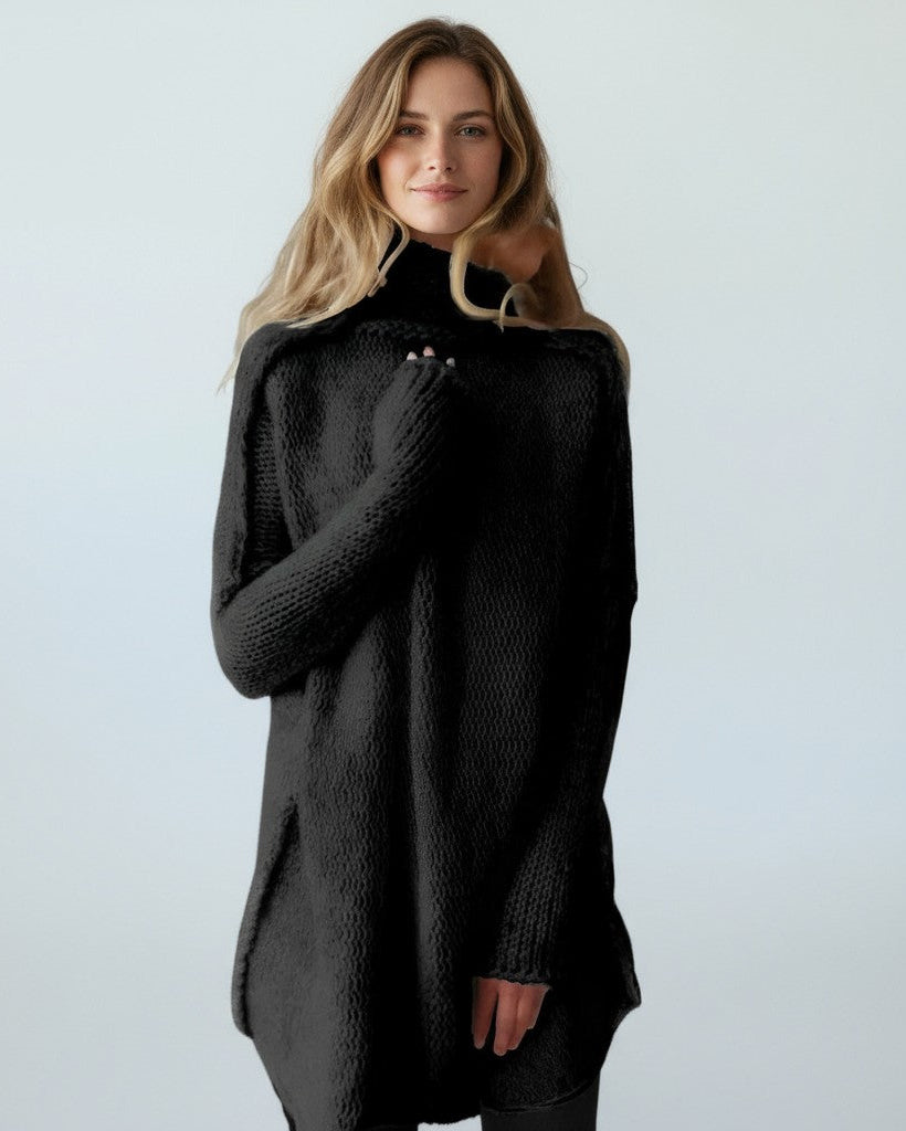 Langer Strickpullover Damen mit lässigem Schnitt