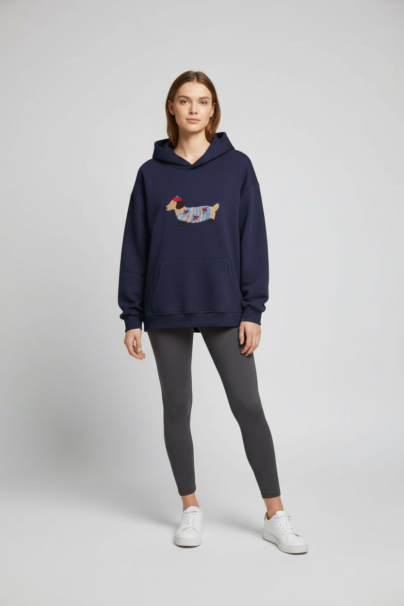 Oversized Hoodie mit auffälligem Hunde-Print für Damen und Herren