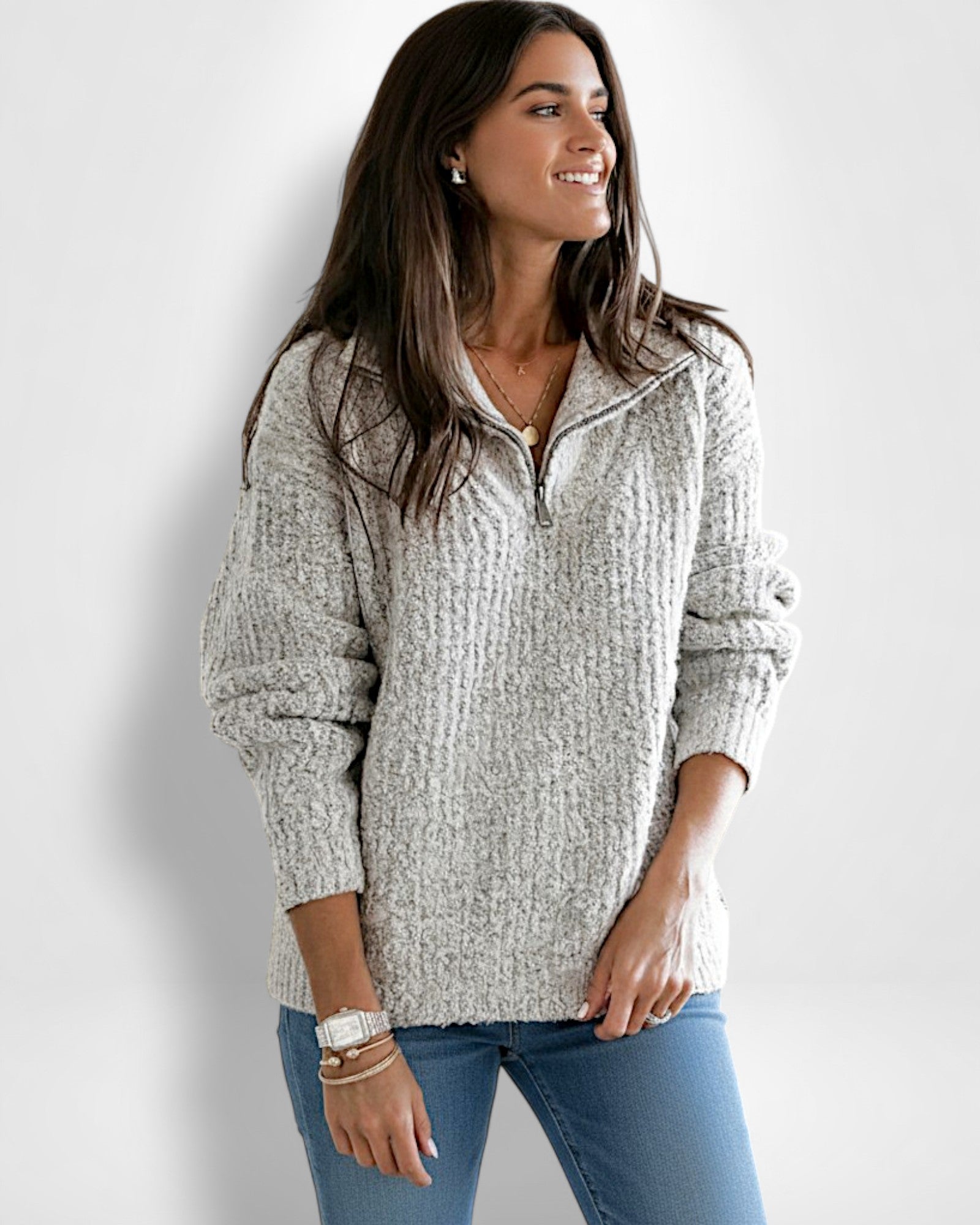 Winter Pullover für Damen im Troyer-Stil