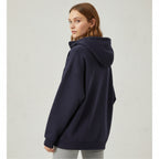 Langarm Fleece Pullover für Damen mit Kurzem Reißverschluss und Kapuze