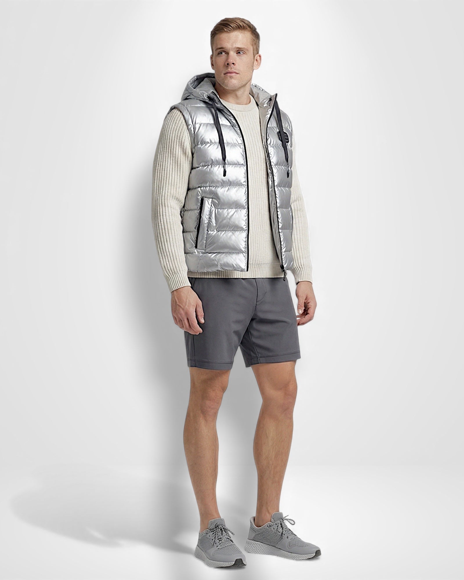 Gesteppte Weste für Herren mit Kapuze und Fleece-Innenfutter