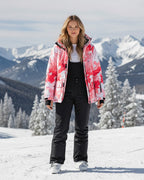 Skianzug für Damen mit rosa Camouflage-Jacke und einfarbiger Hose