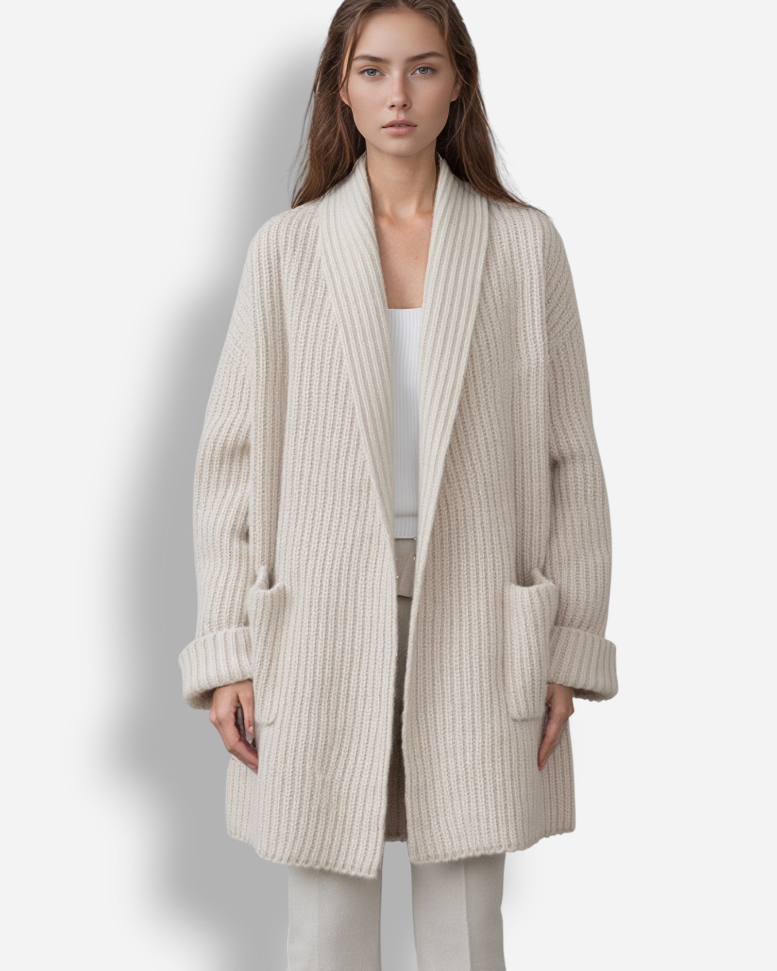 Knit Cardigan ohne Knöpfe für Damen aus kuscheligem Strick