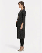 Langarmiges Winter Midi Strickkleid mit bedrucktem Muster