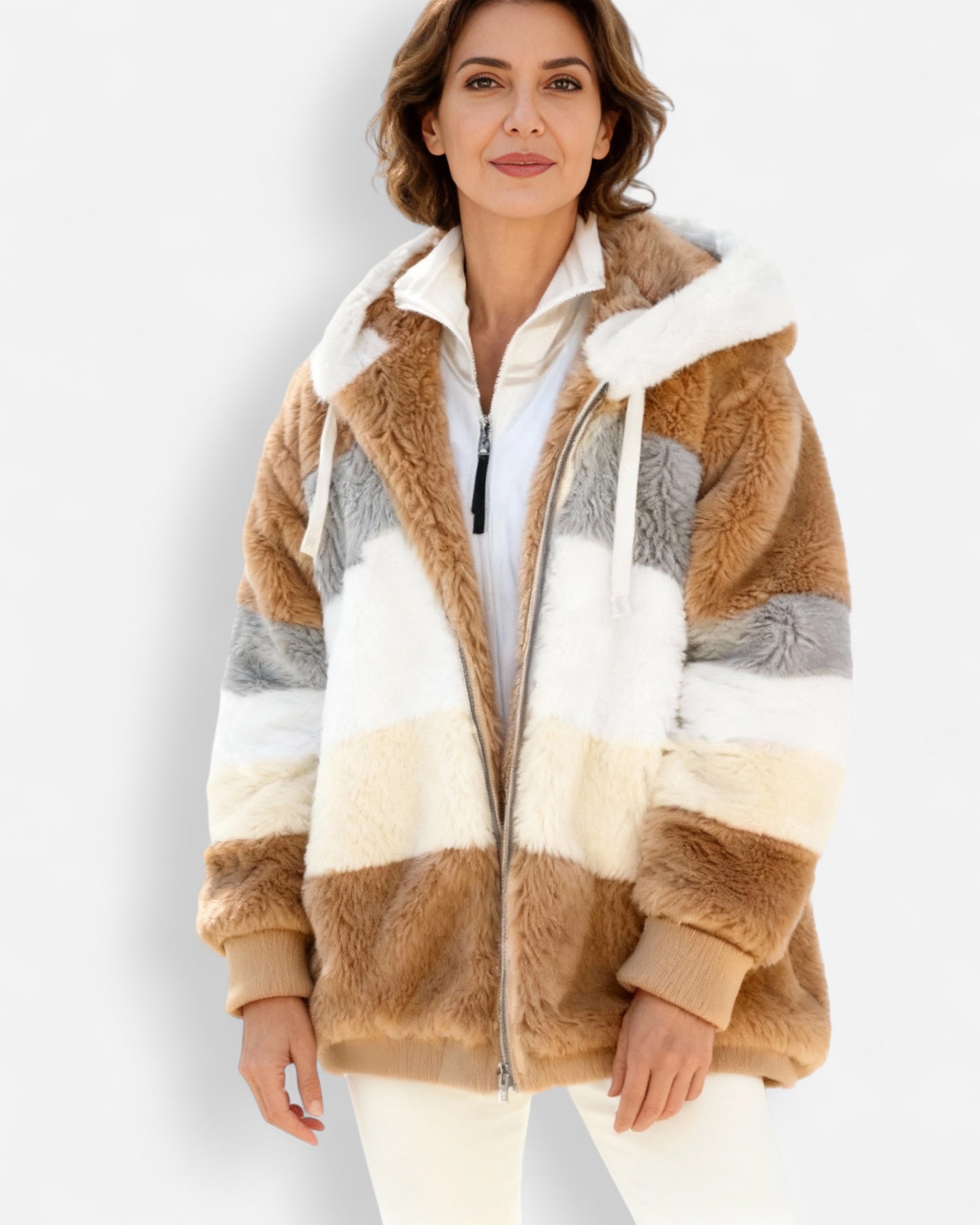 Leichte Fleece jacke für Damen mit Kapuze