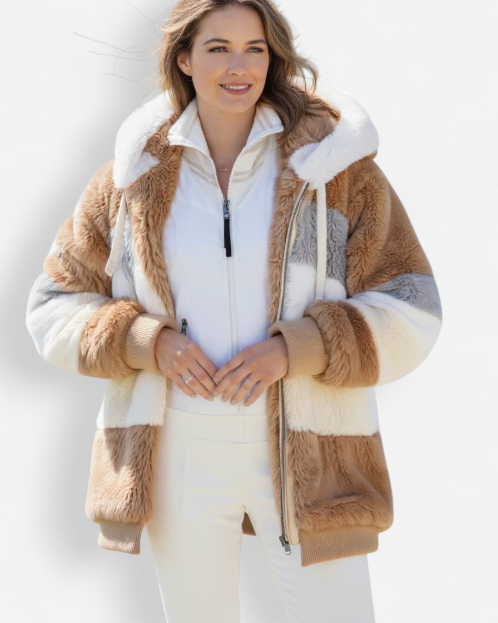 Leichte Fleece jacke für Damen mit Kapuze