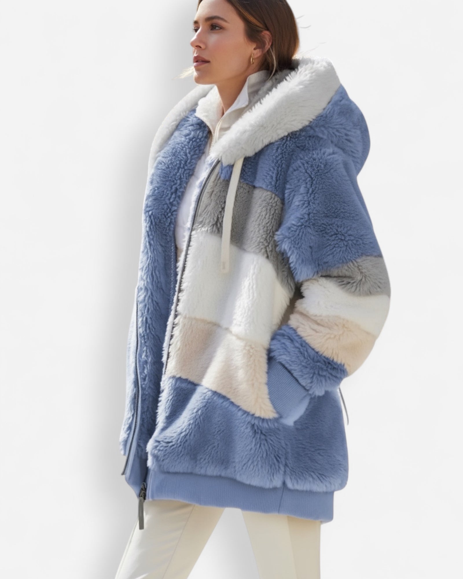 Leichte Fleece jacke für Damen mit Kapuze