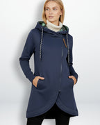 Winddichte Winterjacke für Damen mit verlängertem Rücken