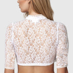 Dirndlbluse Weiß mit Spitze | Kurzarm