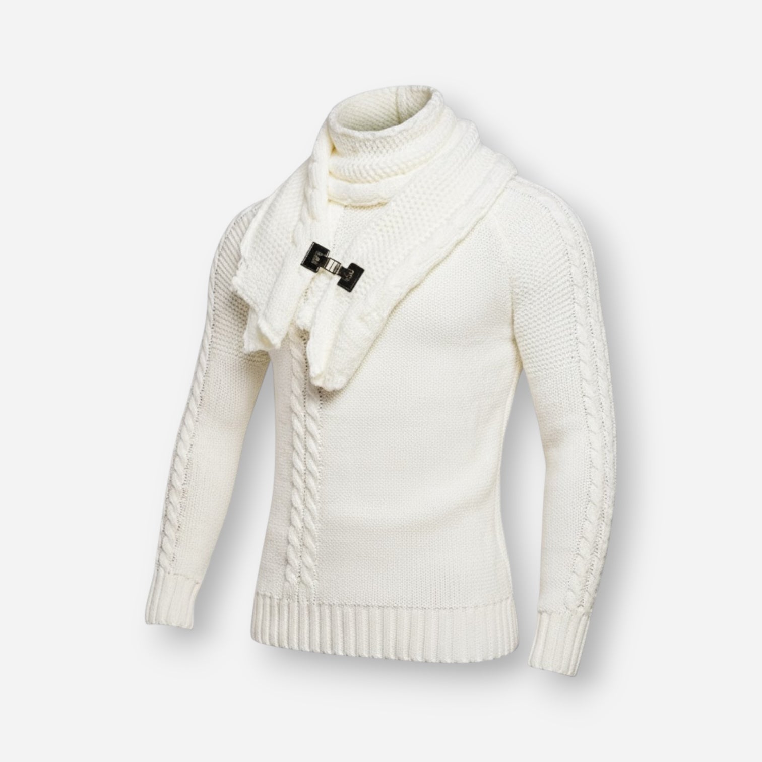 Rollkragenpullover für Herren im Schalkragen-Stil mit Zopfmuster-Details