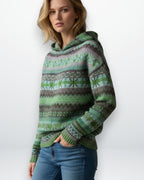 Damenpullover mit Kapuze im Norweger-Muster