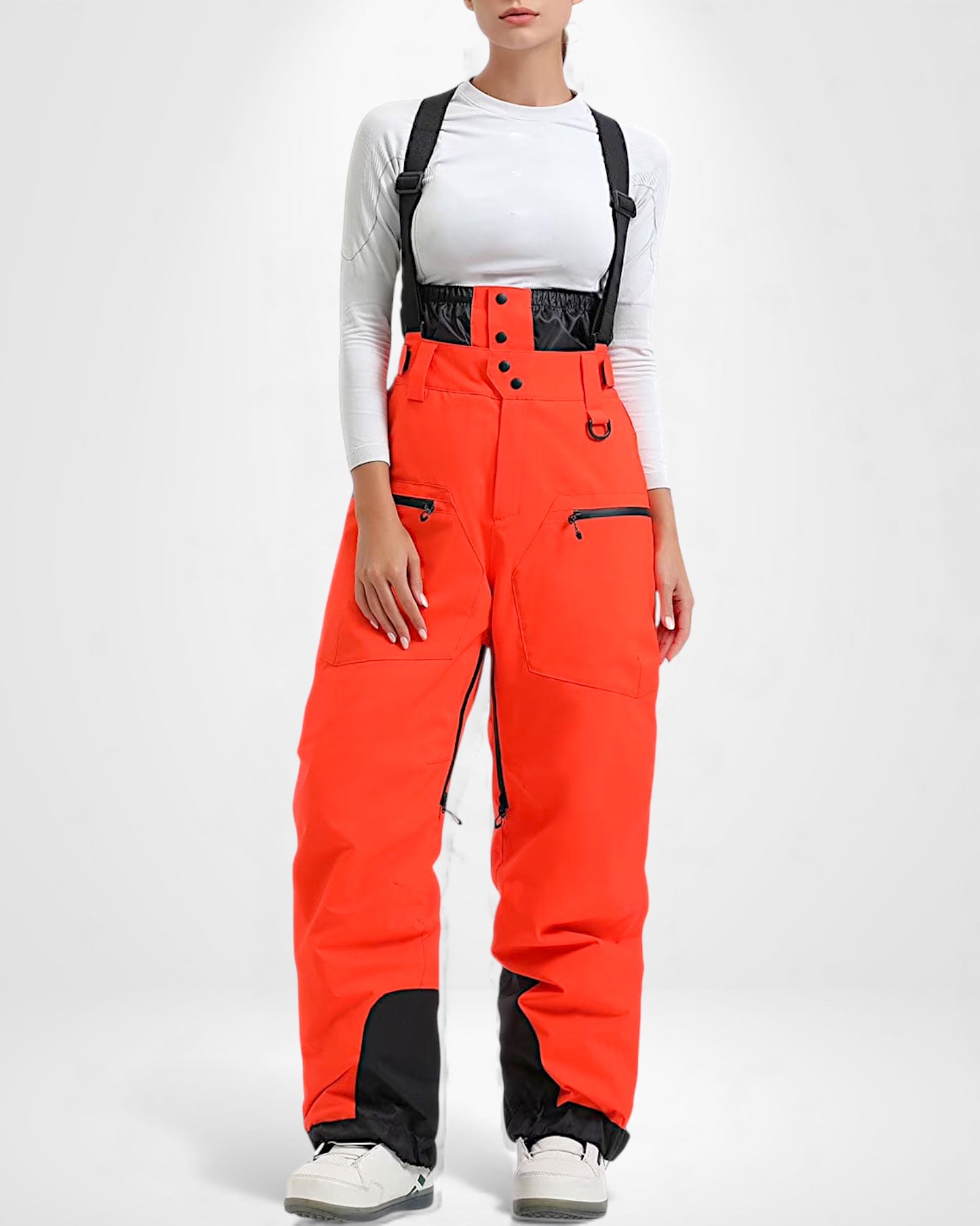 Wasserdichte Skihose für Damen mit hoher Taille und verstellbaren Trägern