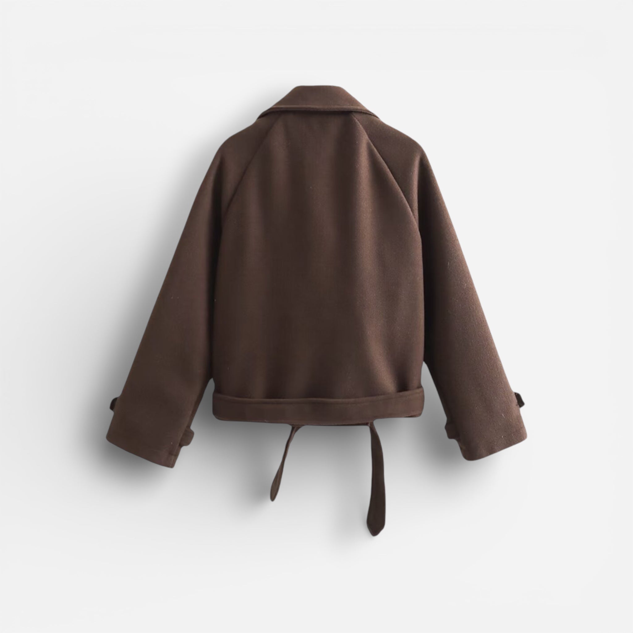 Kurze Jacke für Damen mit Schulterriegeln und Gürtel
