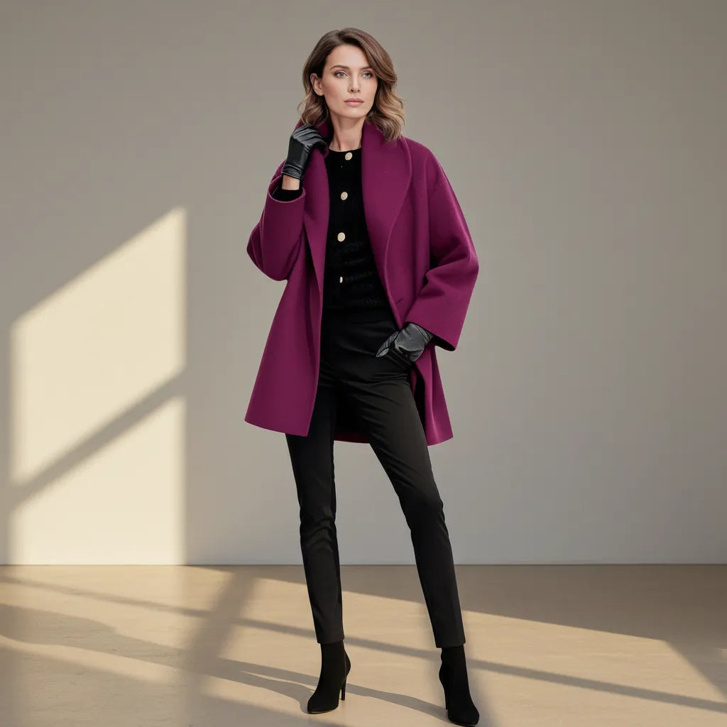 Mittellanger Übergangsmantel für Damen mit Schalkragen