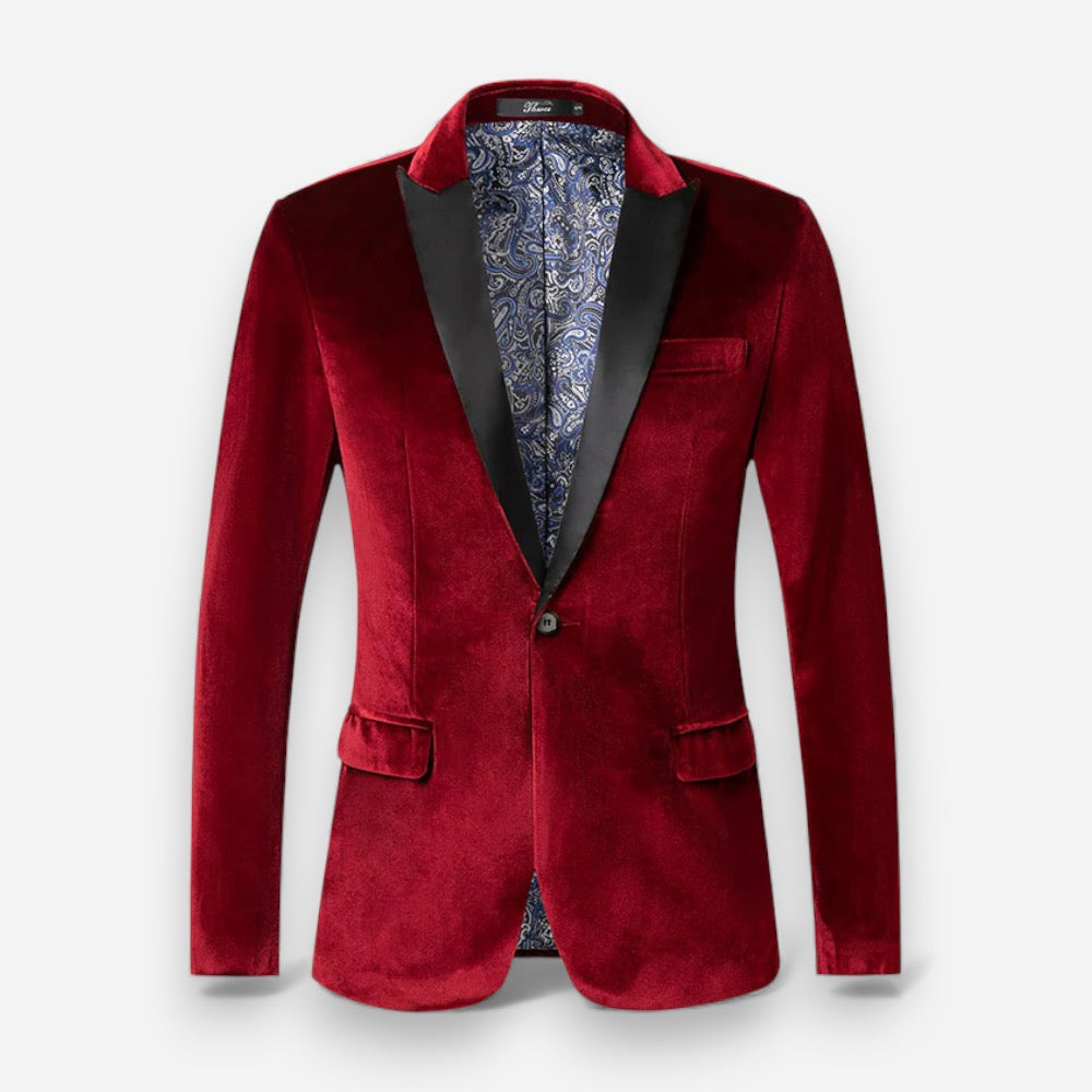 Samtblazer für Herren mit tailliertem Schnitt und Satin-Details