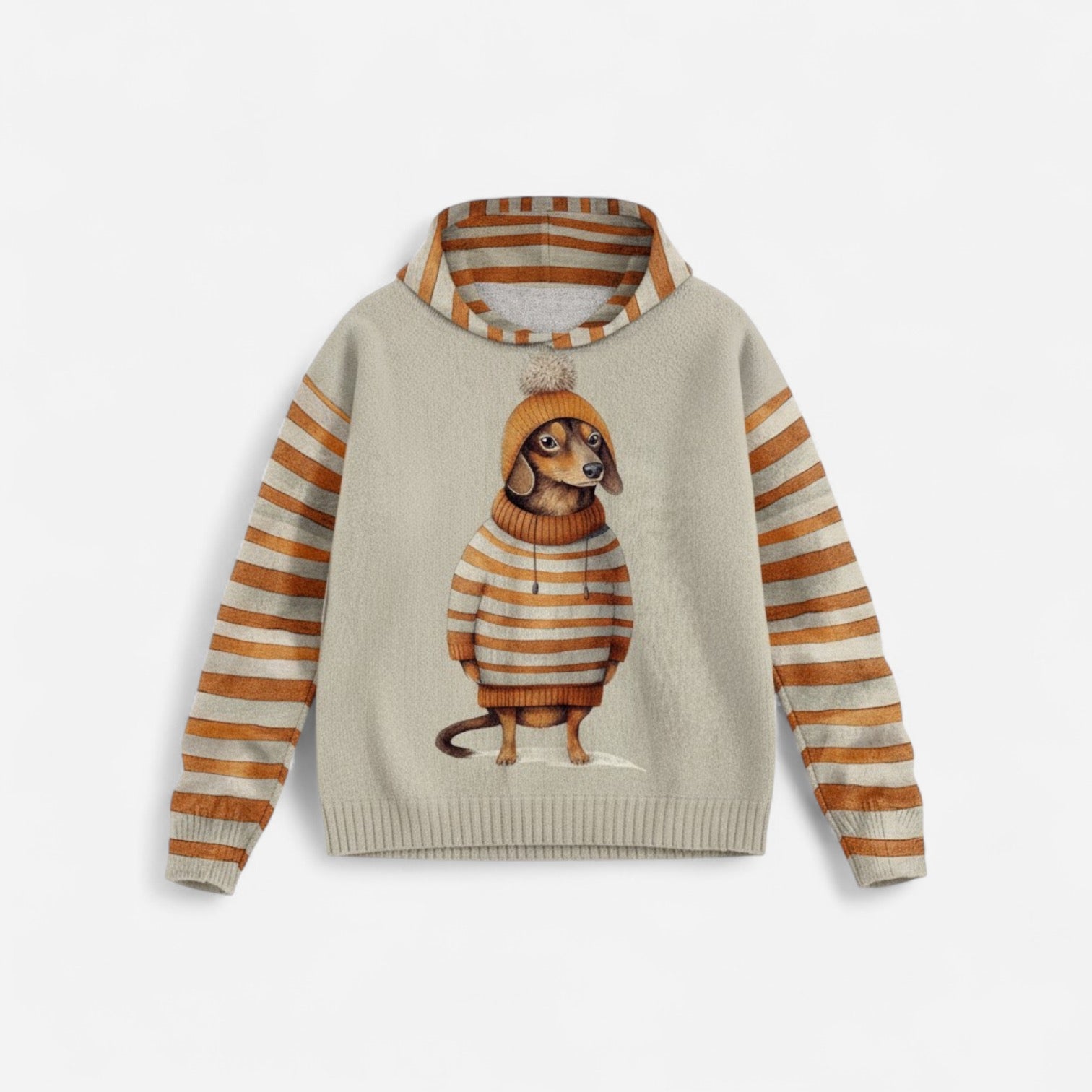 Damen Hoodie mit Hundemotiv und Kapuze