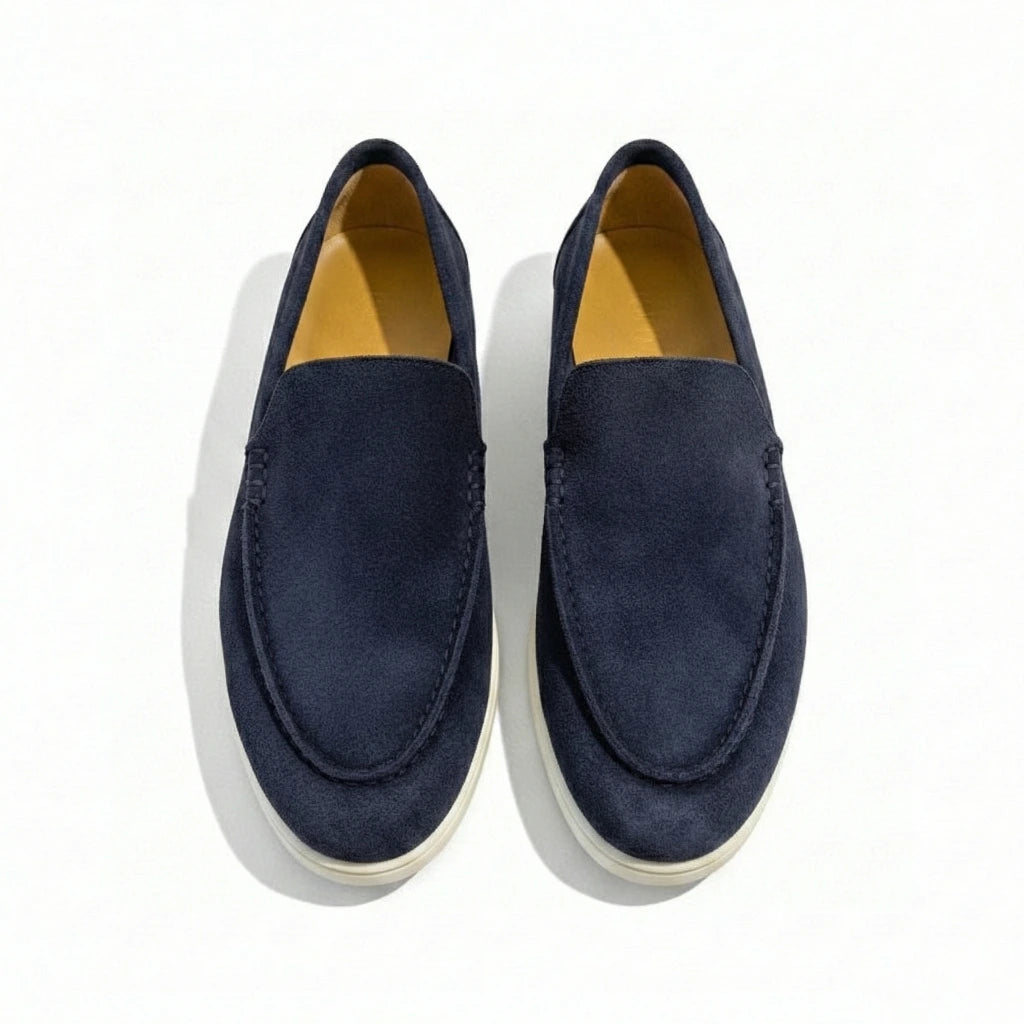 Loafer Schuhe für Herren in Velours-Optik mit Mokassin-Naht und Gummisohle