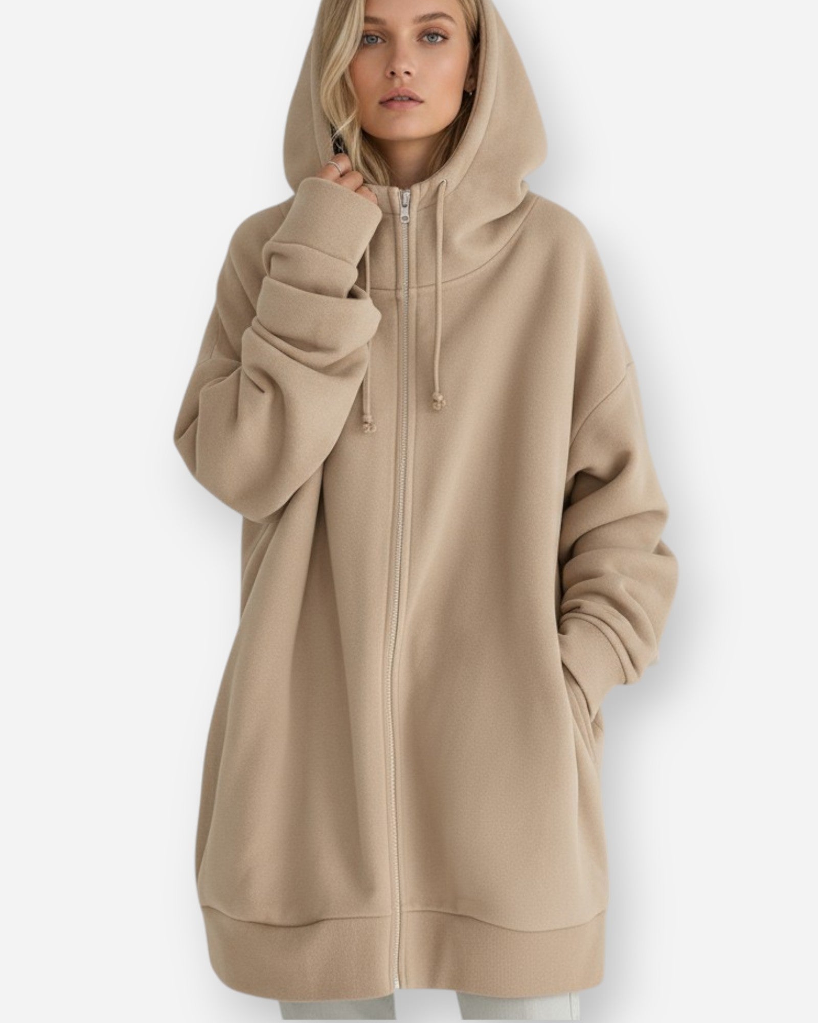 Kapuzenpullover für Damen mit Reißverschluss - Oversize und Lang