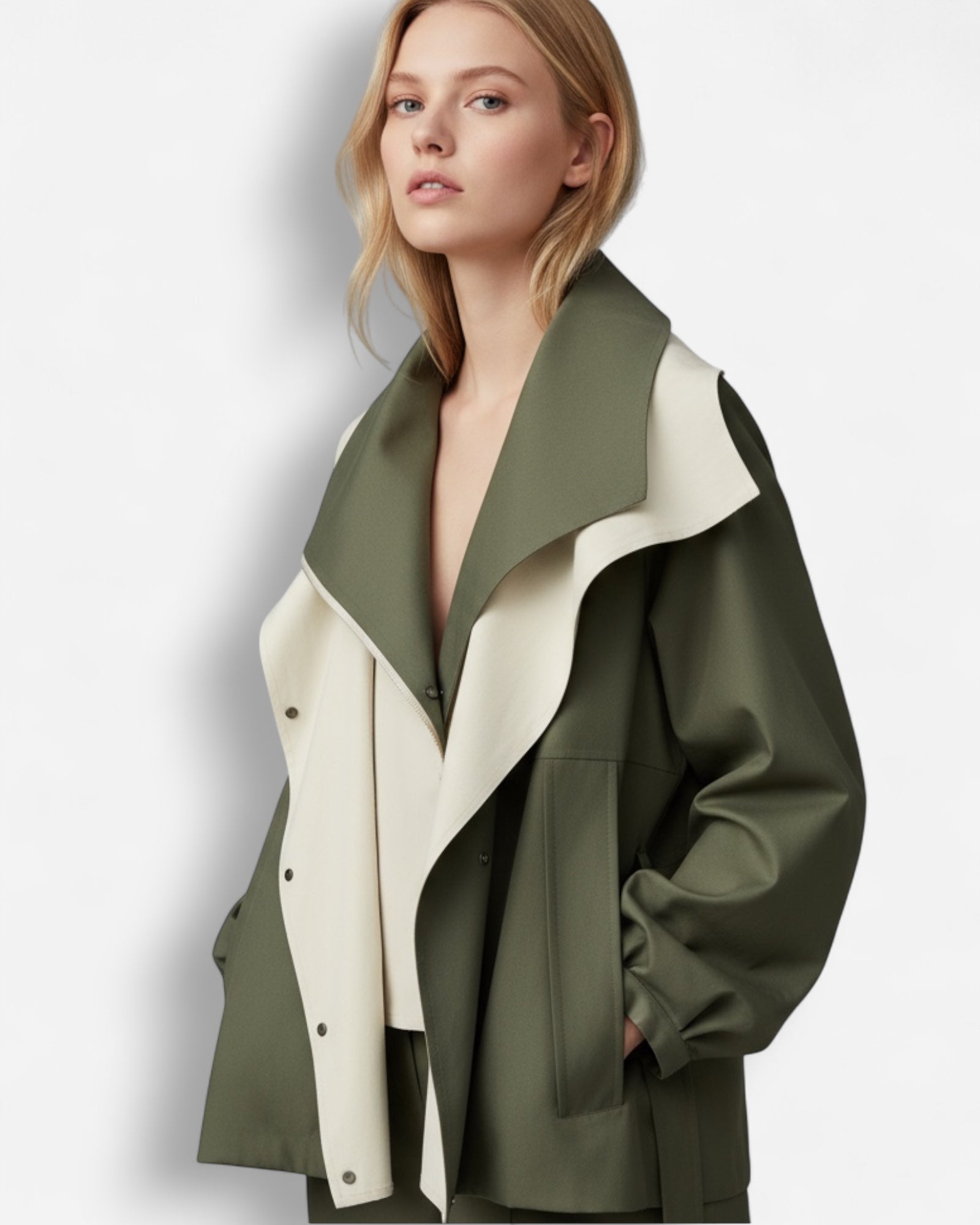 Mantel mit hohem mehrlagigem Kapuzenkragen für windige und regnerische Tage